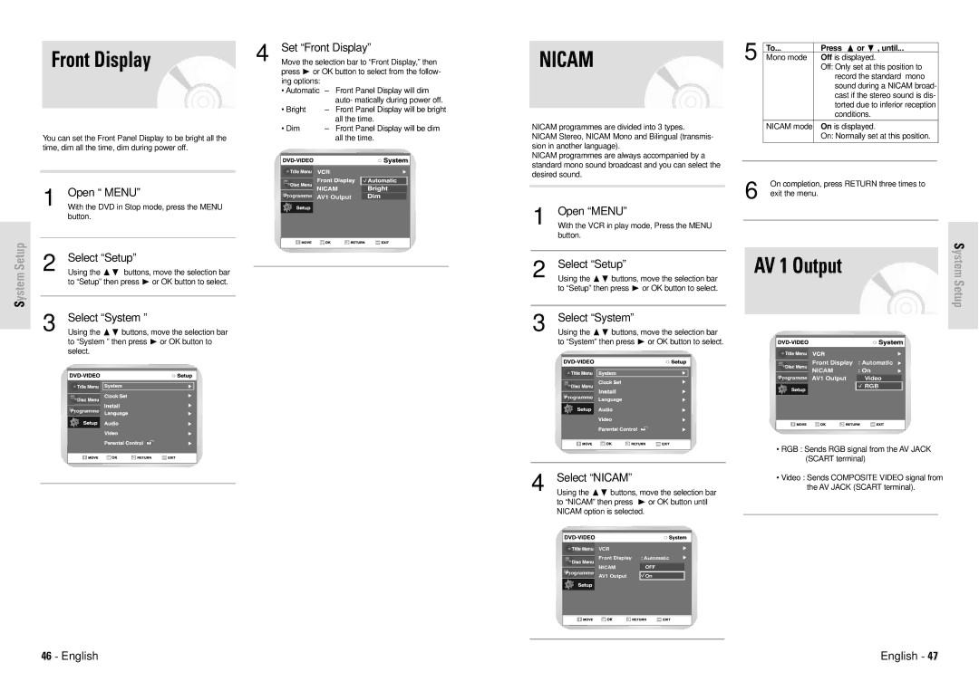 Toshiba D-VR3SG owner manual Set Front Display 