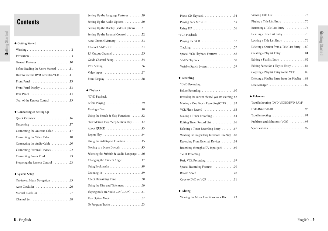 Toshiba D-VR3SU owner manual Contents 