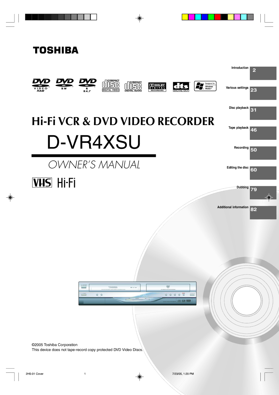 Toshiba D-VR4XSU owner manual 