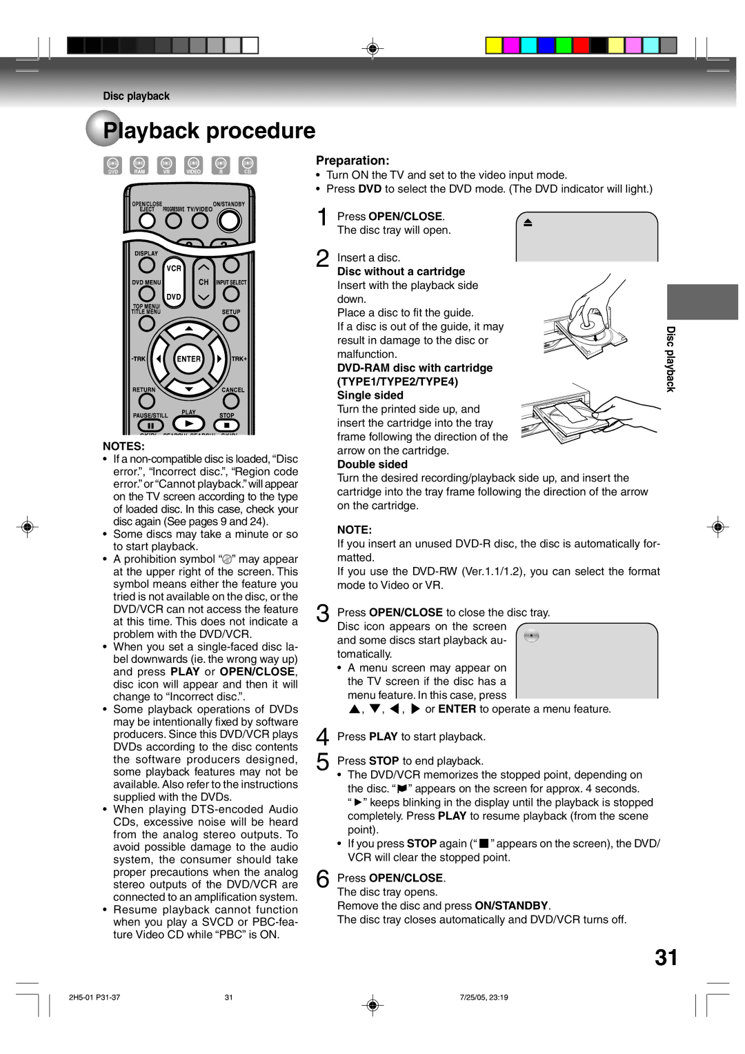 Toshiba D-VR4XSU owner manual Playback procedure, TYPE1/TYPE2/TYPE4 