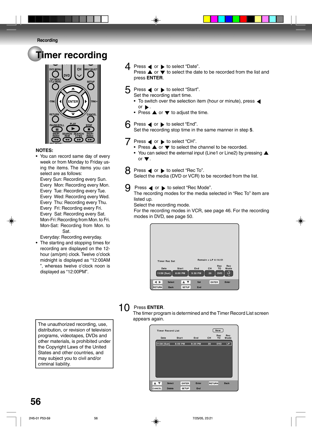 Toshiba D-VR4XSU owner manual 11/20 Sun 800 PM 930 PM 