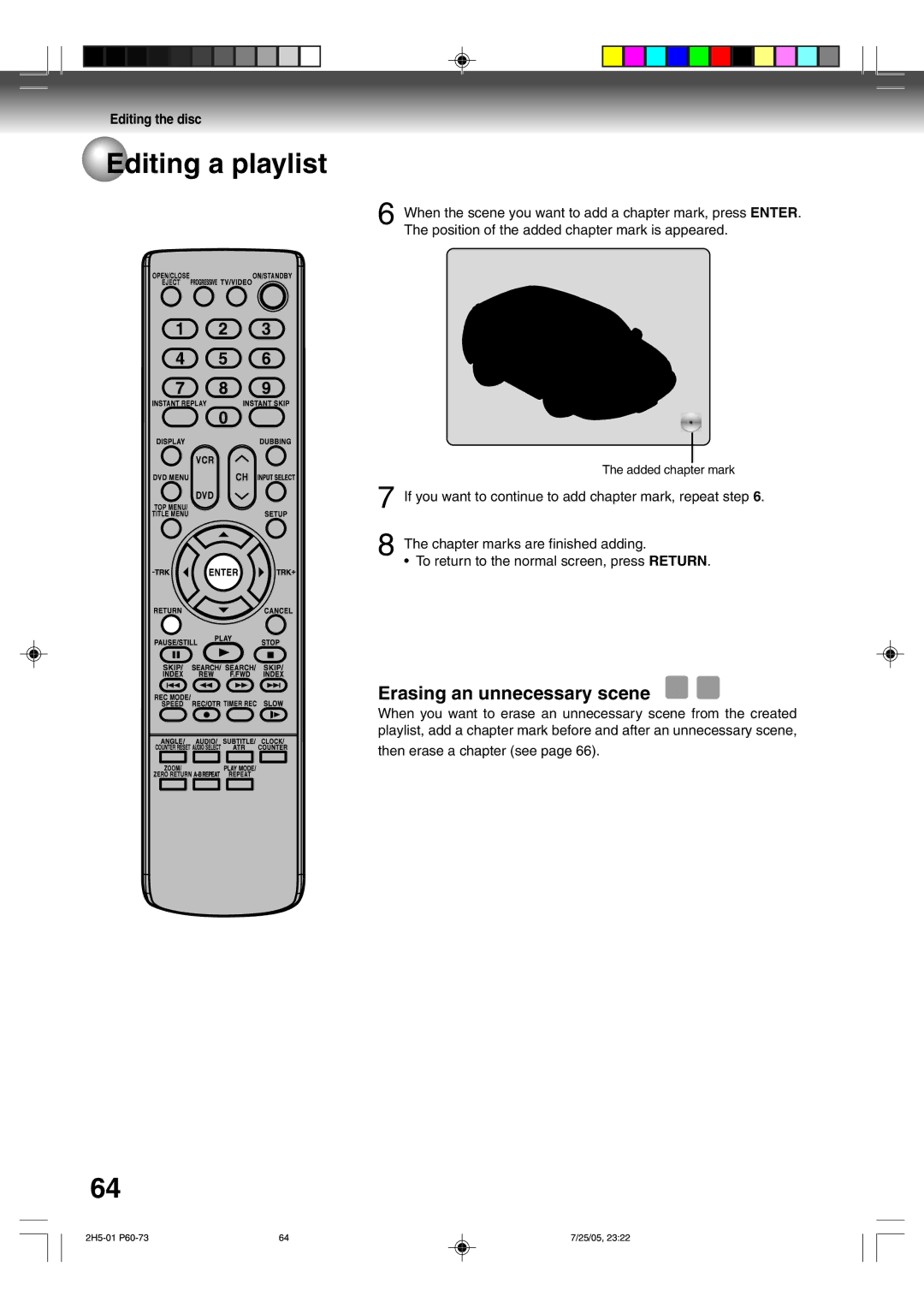 Toshiba D-VR4XSU owner manual Erasing an unnecessary scene, Then erase a chapter see 