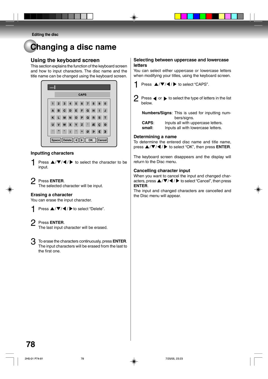 Toshiba D-VR4XSU owner manual Using the keyboard screen 