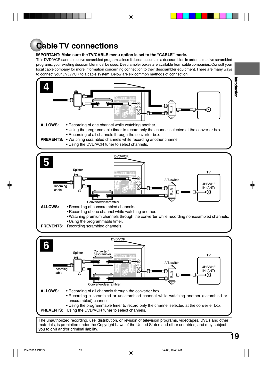 Toshiba D-VR5SU owner manual To connect 