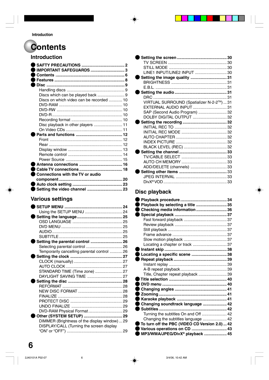 Toshiba D-VR5SU owner manual Contents 