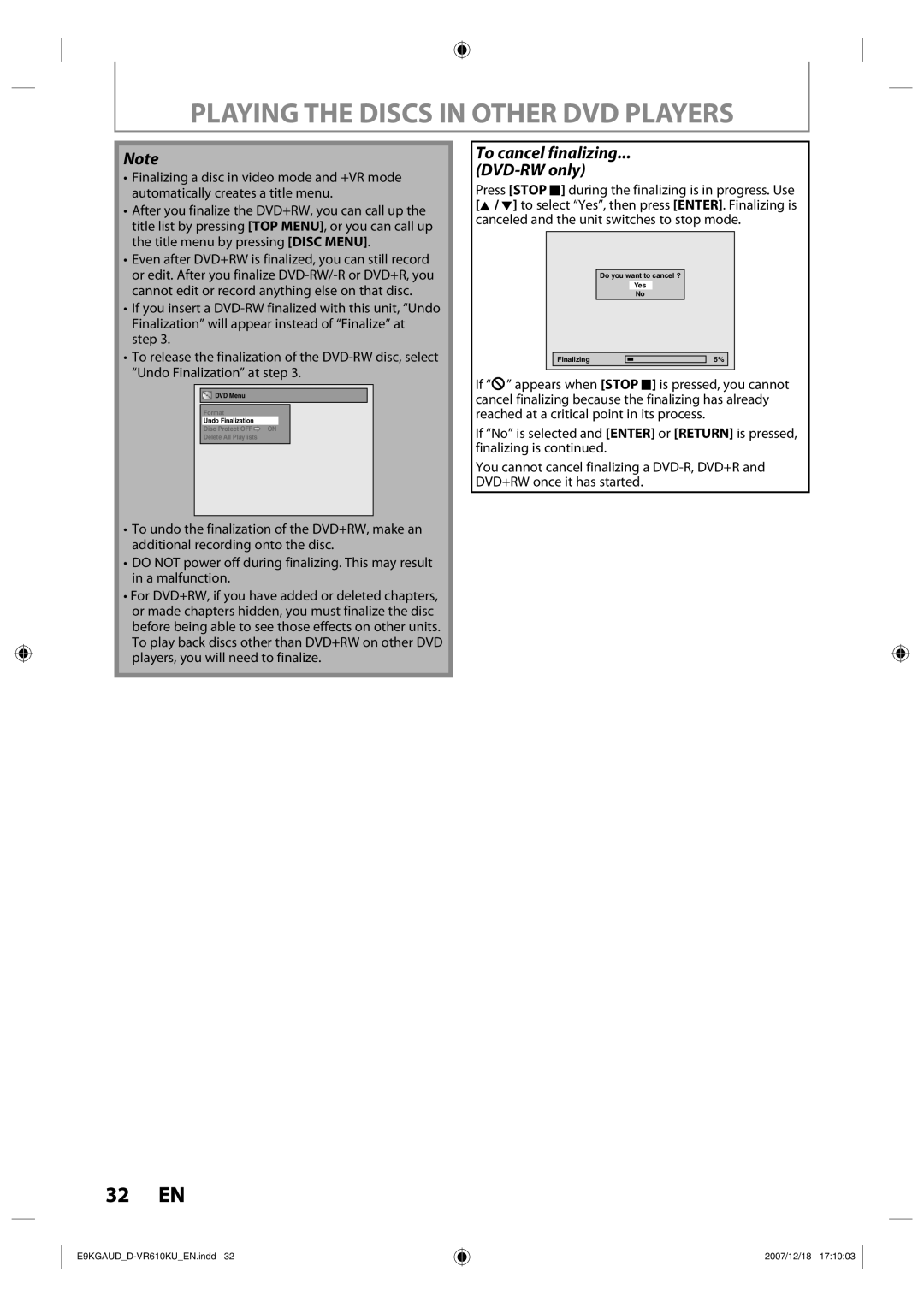 Toshiba D-VR610KU owner manual 32 EN 