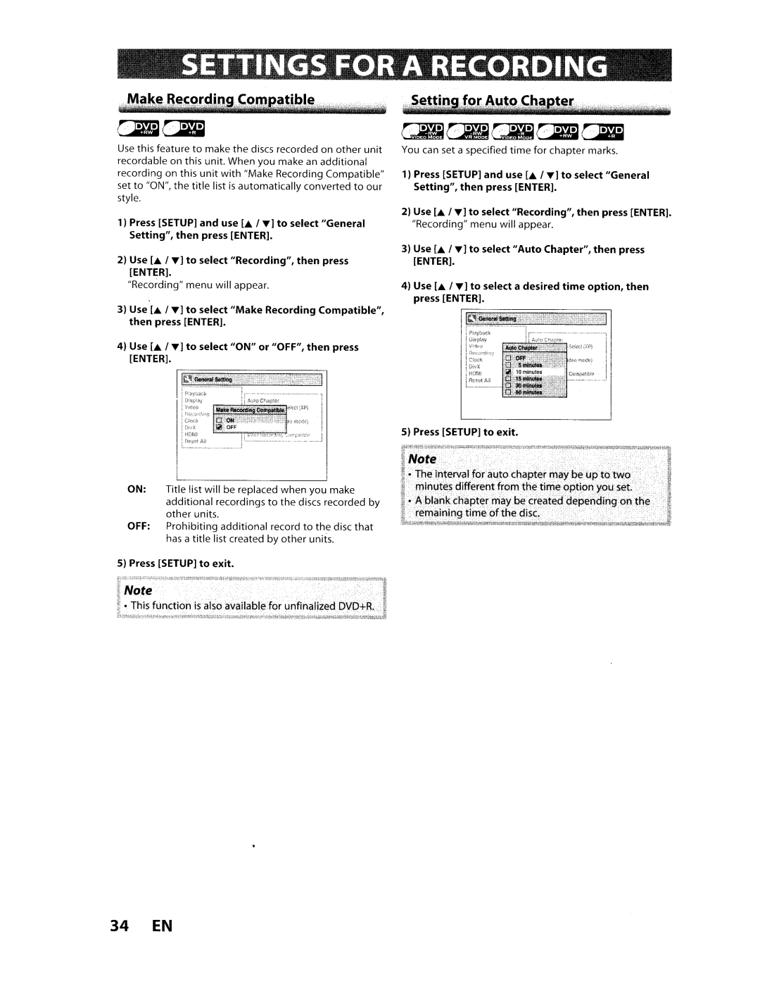 Toshiba D-VR610KU manual 34 EN, Make Recording Compatible 