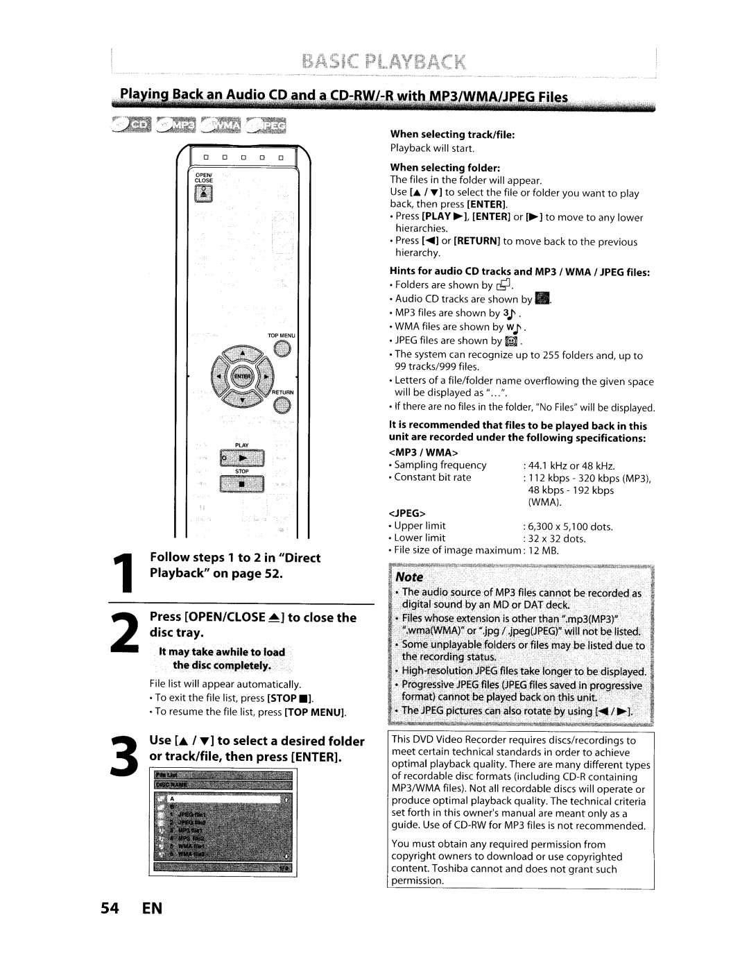 Toshiba D-VR610KU manual Basic Playback 