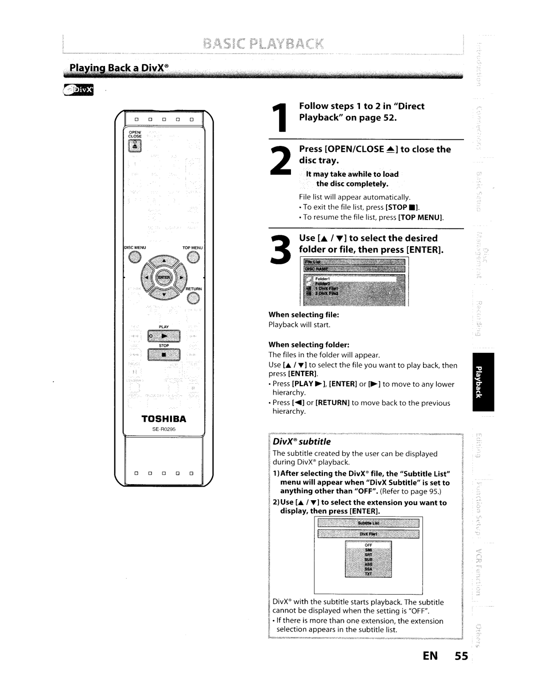 Toshiba D-VR610KU manual When selecting file, When selecting folder, Anything other than OFF. Refer to 