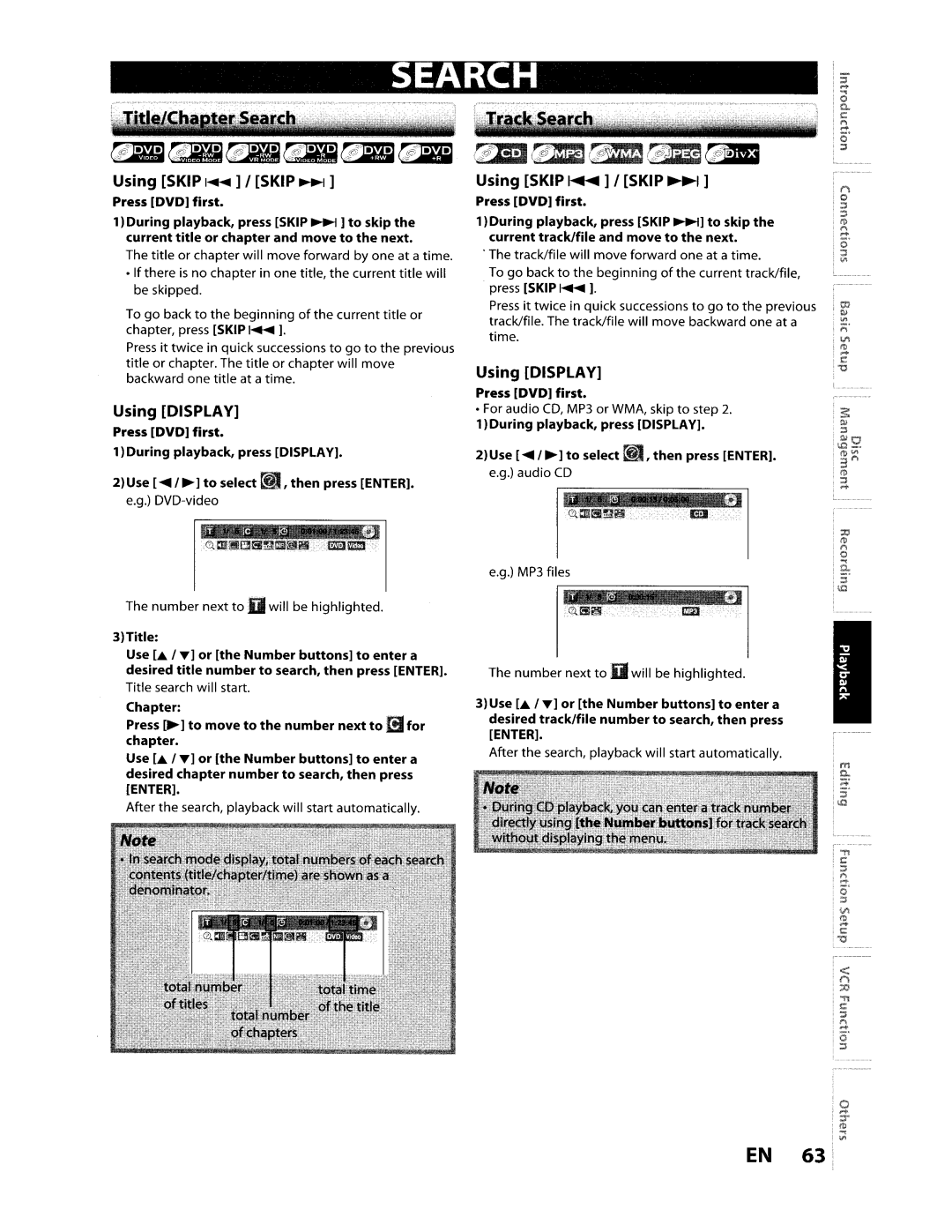 Toshiba D-VR610KU manual Search, Using Skip ~ I Skip ~ 