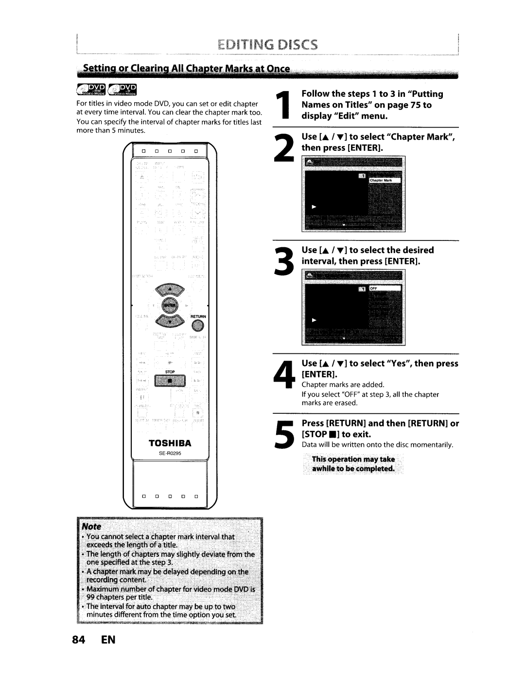 Toshiba D-VR610KU manual Editing Discs, 84 EN 