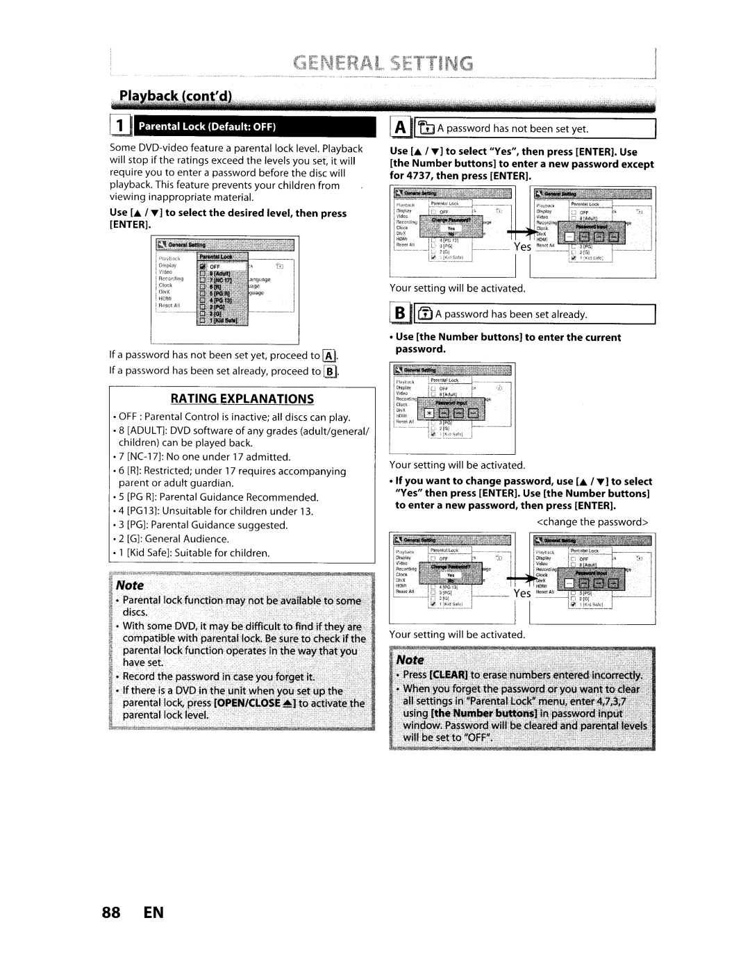 Toshiba D-VR610KU manual Genera Setting 