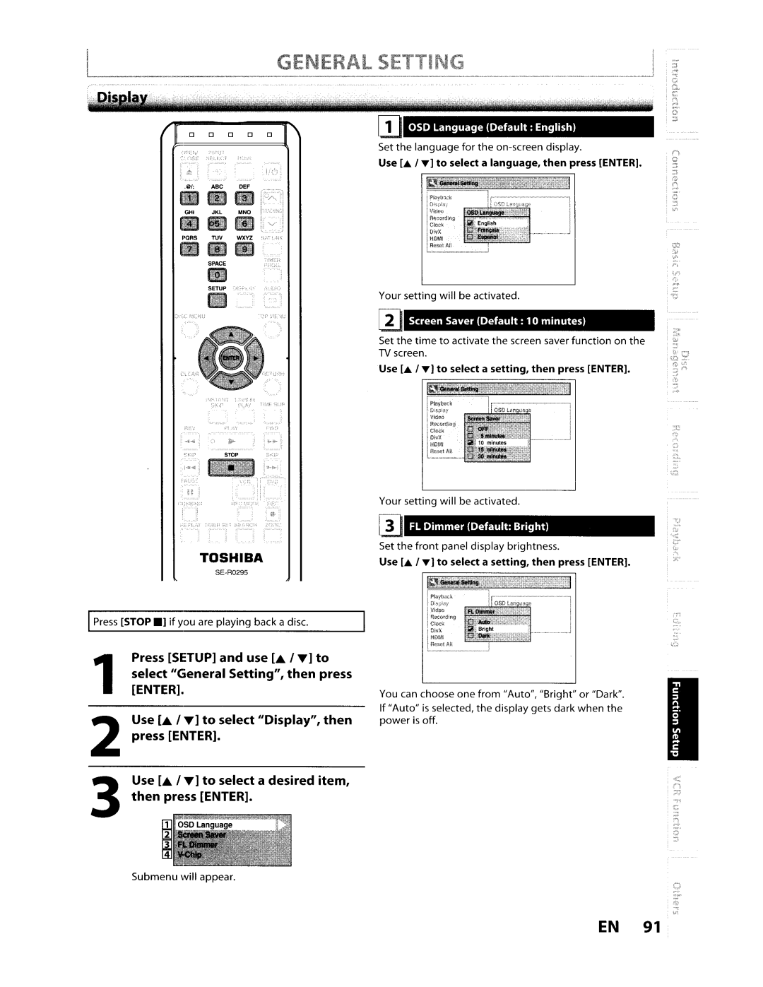 Toshiba D-VR610KU manual DisDla\l 