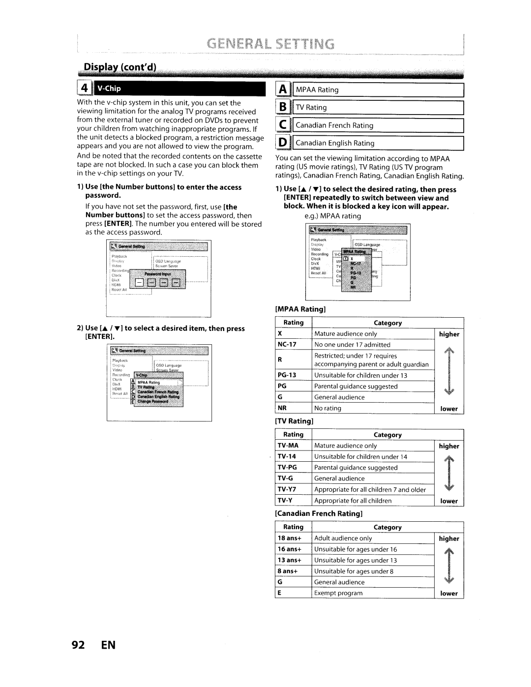 Toshiba D-VR610KU manual 92 EN 