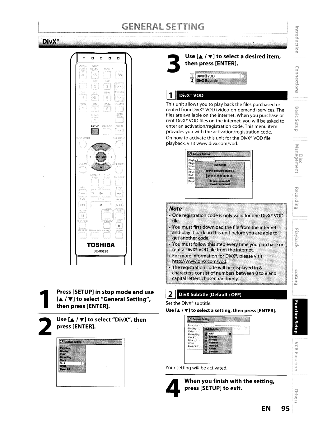 Toshiba D-VR610KU manual General Setting 