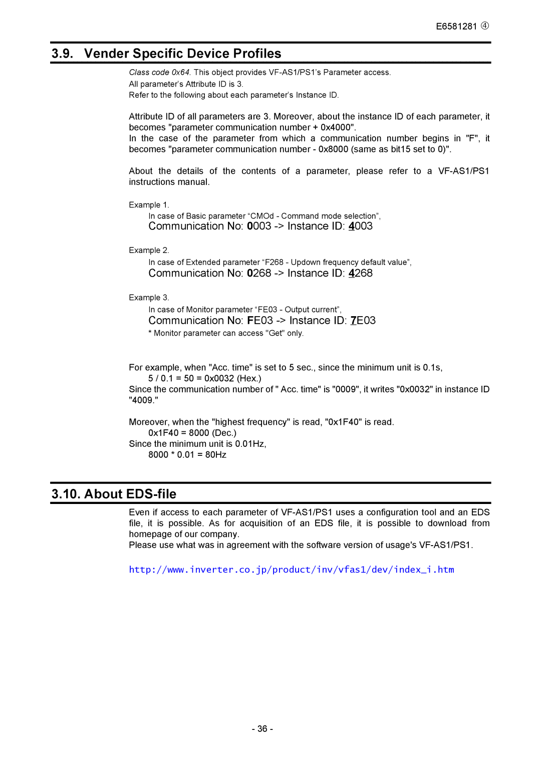 Toshiba DEV002Z-1 manual Vender Specific Device Profiles, About EDS-file 