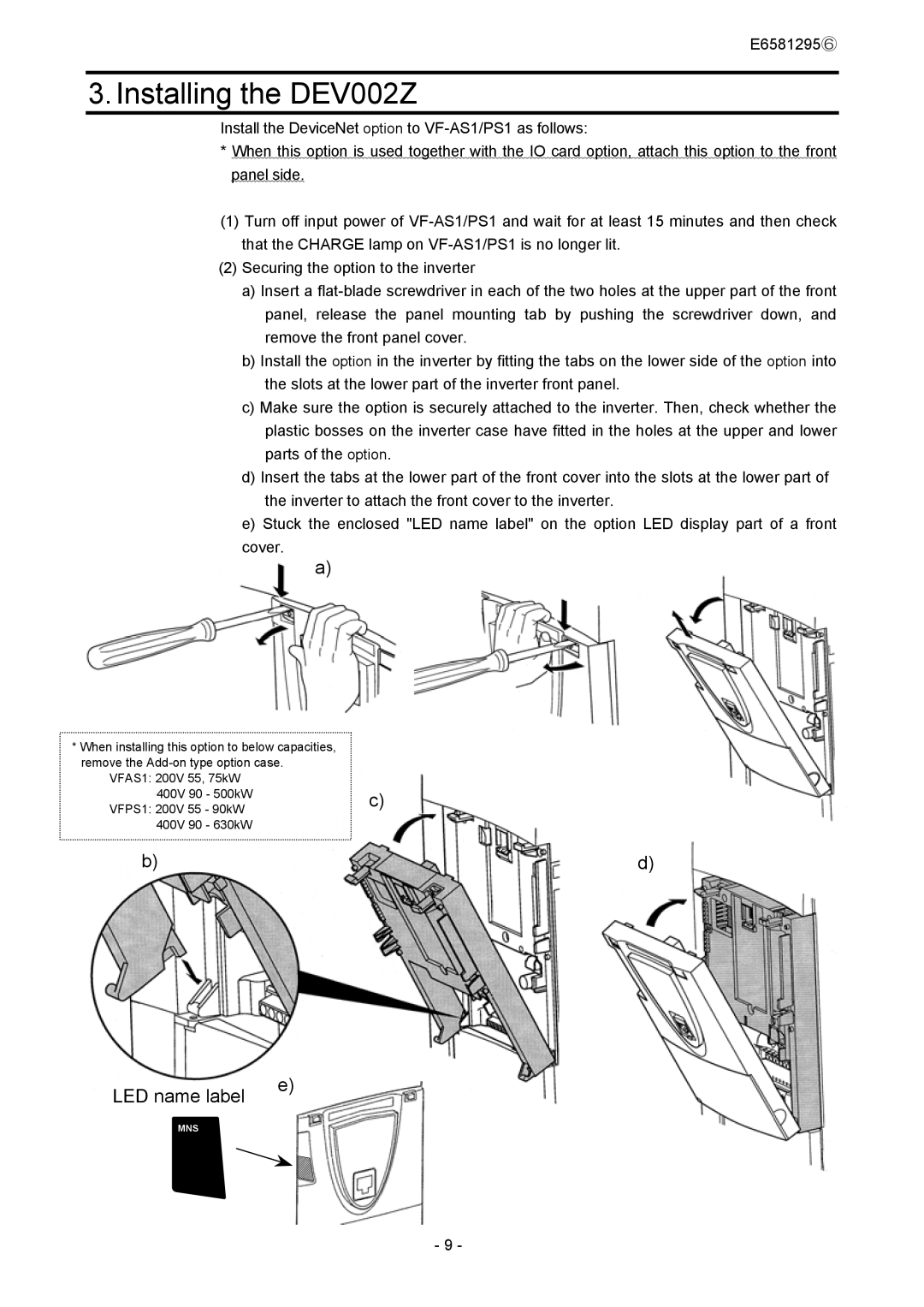 Toshiba instruction manual Installing the DEV002Z 