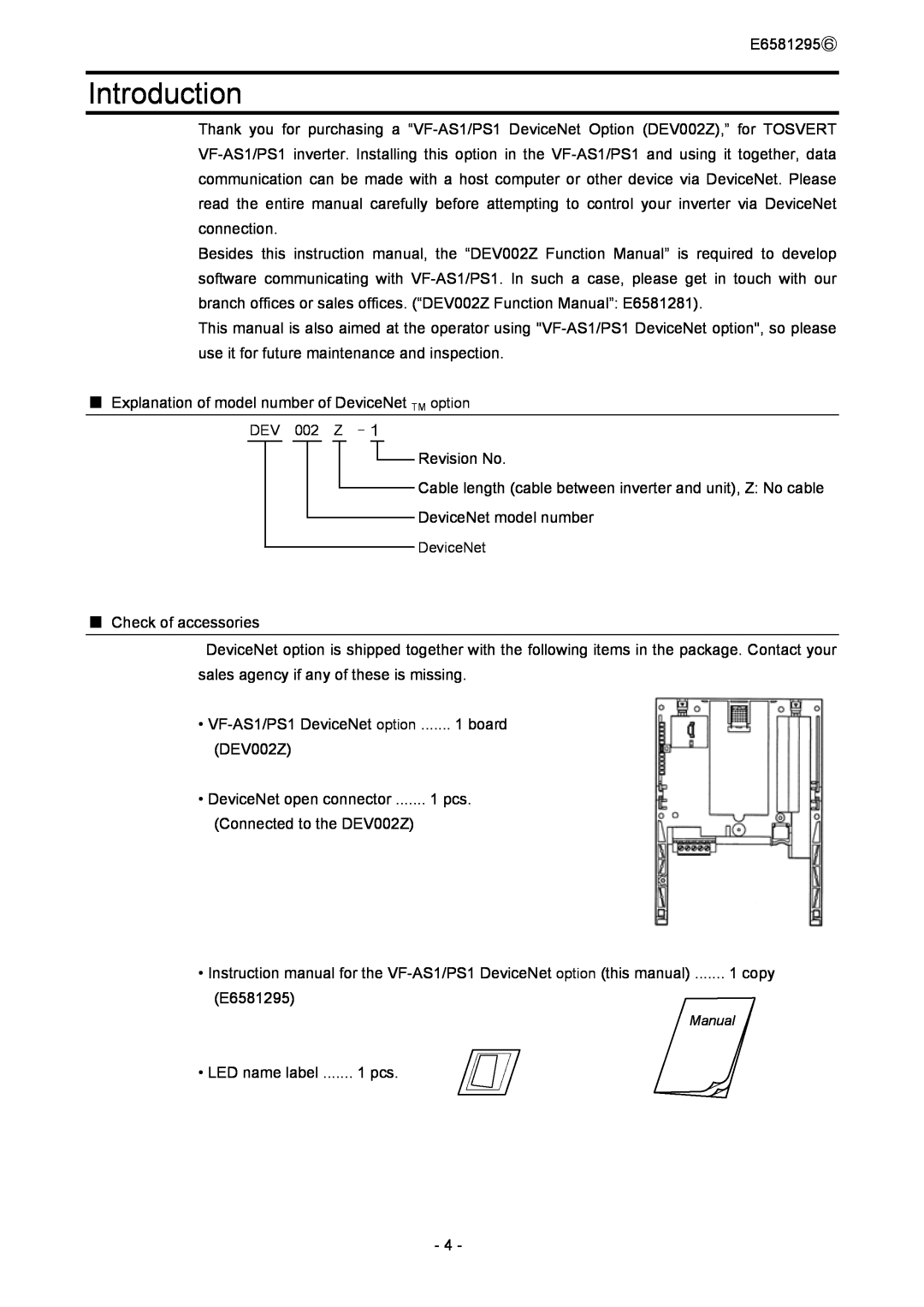 Toshiba DEV002Z instruction manual Introduction, Manual 