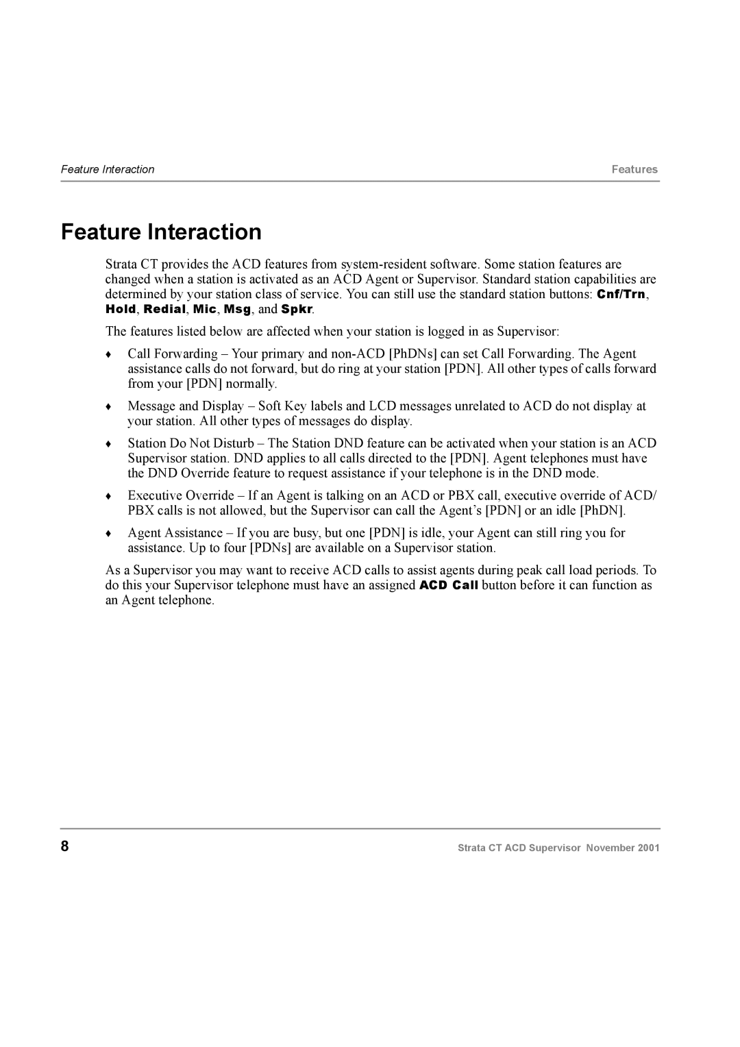 Toshiba Digital Business Telephone Solutions manual Feature Interaction 