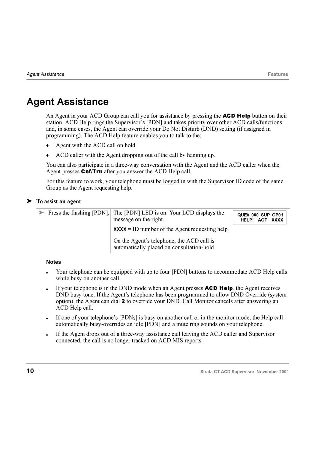 Toshiba Digital Business Telephone Solutions manual Agent Assistance, To assist an agent 