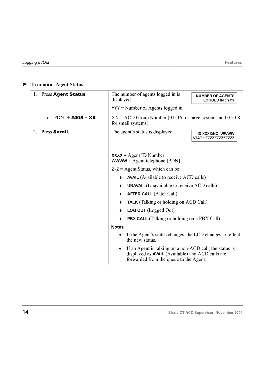 Toshiba Digital Business Telephone Solutions manual To monitor Agent Status 