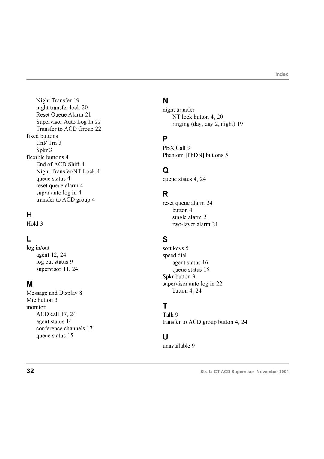 Toshiba Digital Business Telephone Solutions manual Index 