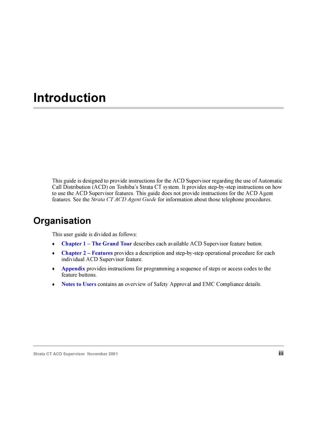 Toshiba Digital Business Telephone Solutions manual Introduction, Organisation 