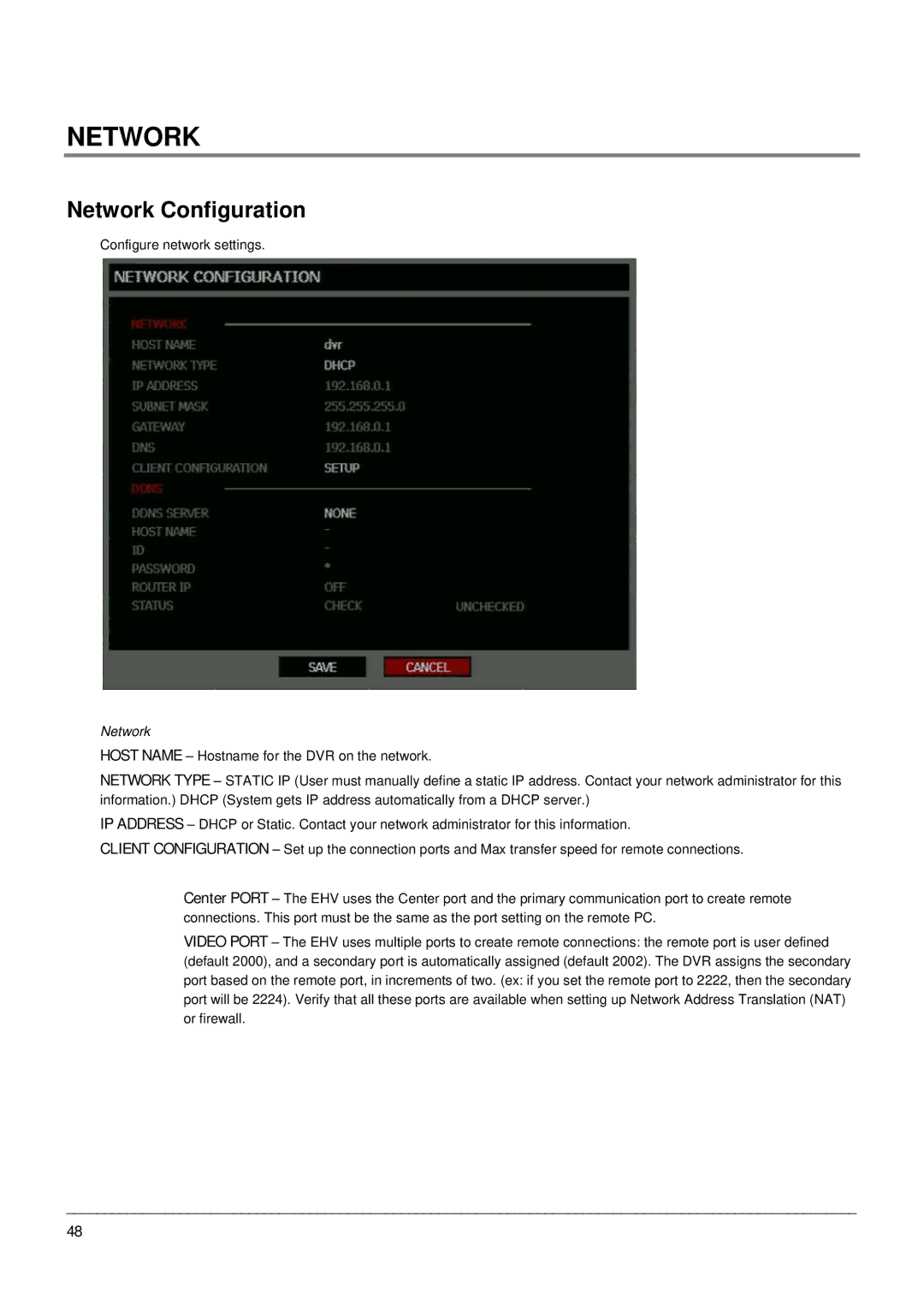 Toshiba EHV Hybrid H.264 DVR, Digital Recording and Transmission System manual Network Configuration 