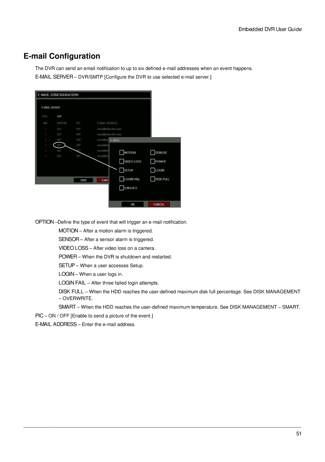 Toshiba Digital Recording and Transmission System, EHV Hybrid H.264 DVR manual Mail Configuration, Overwrite 