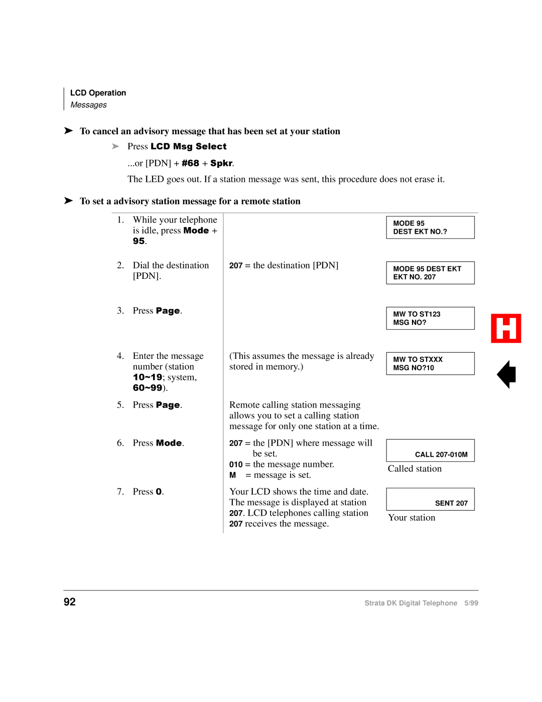 Toshiba Digital Telephone manual To set a advisory station message for a remote station 