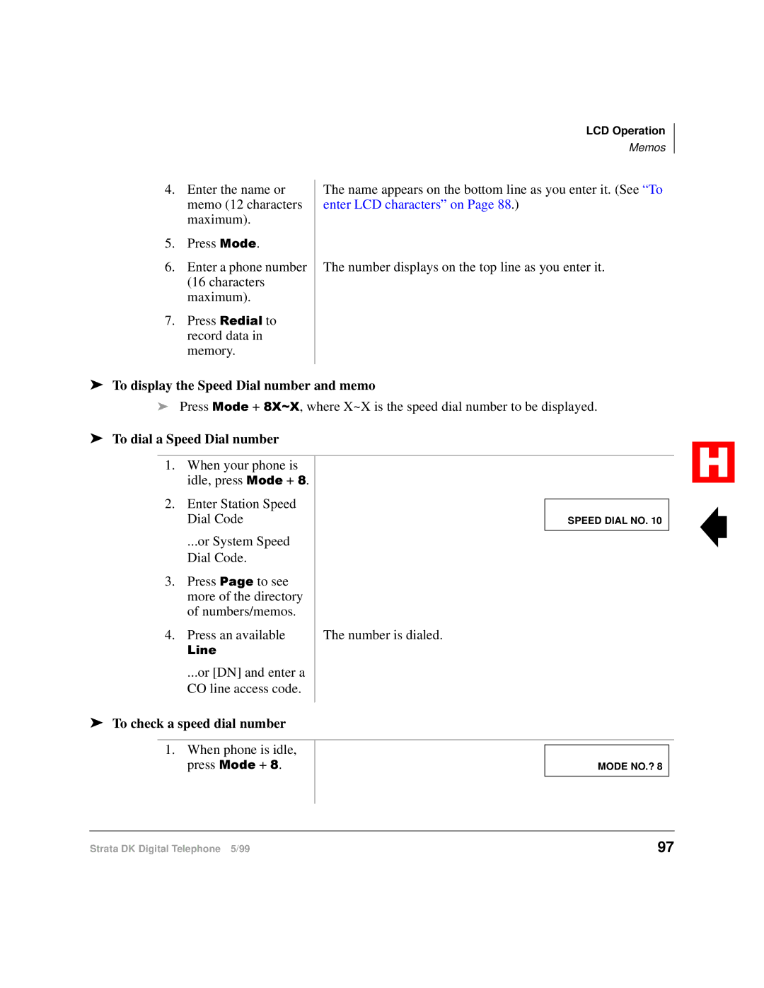 Toshiba Digital Telephone manual To display the Speed Dial number and memo, To dial a Speed Dial number 