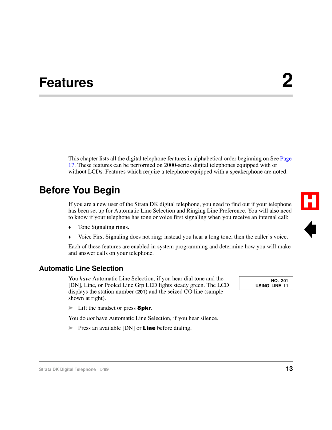 Toshiba Digital Telephone manual Before You Begin, Automatic Line Selection 