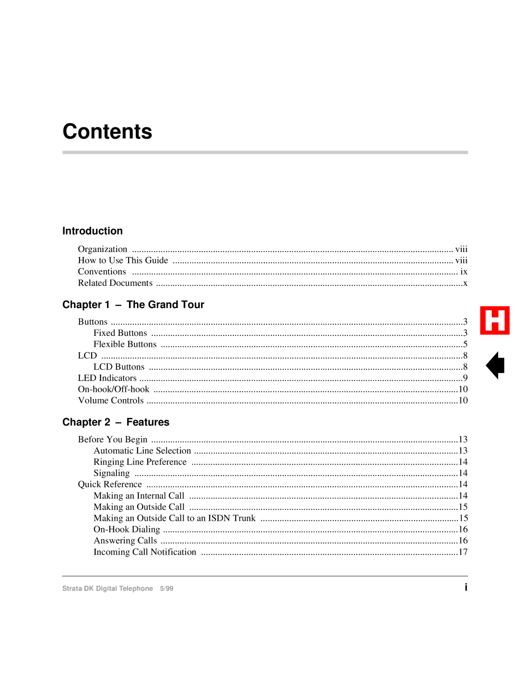 Toshiba Digital Telephone manual Contents 