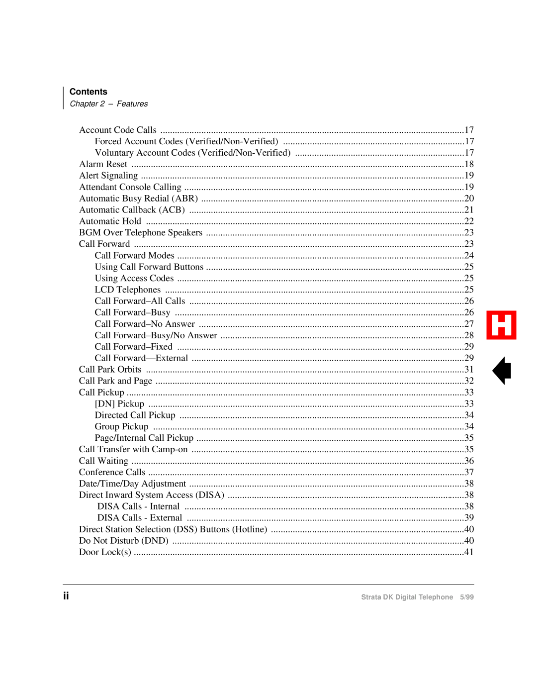 Toshiba Digital Telephone manual Contents 