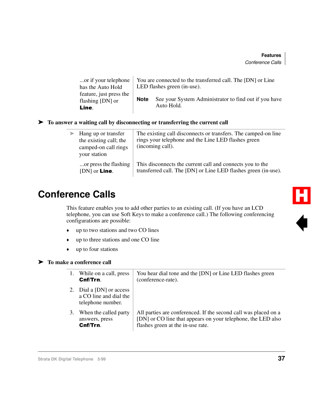 Toshiba Digital Telephone manual Conference Calls, To make a conference call 