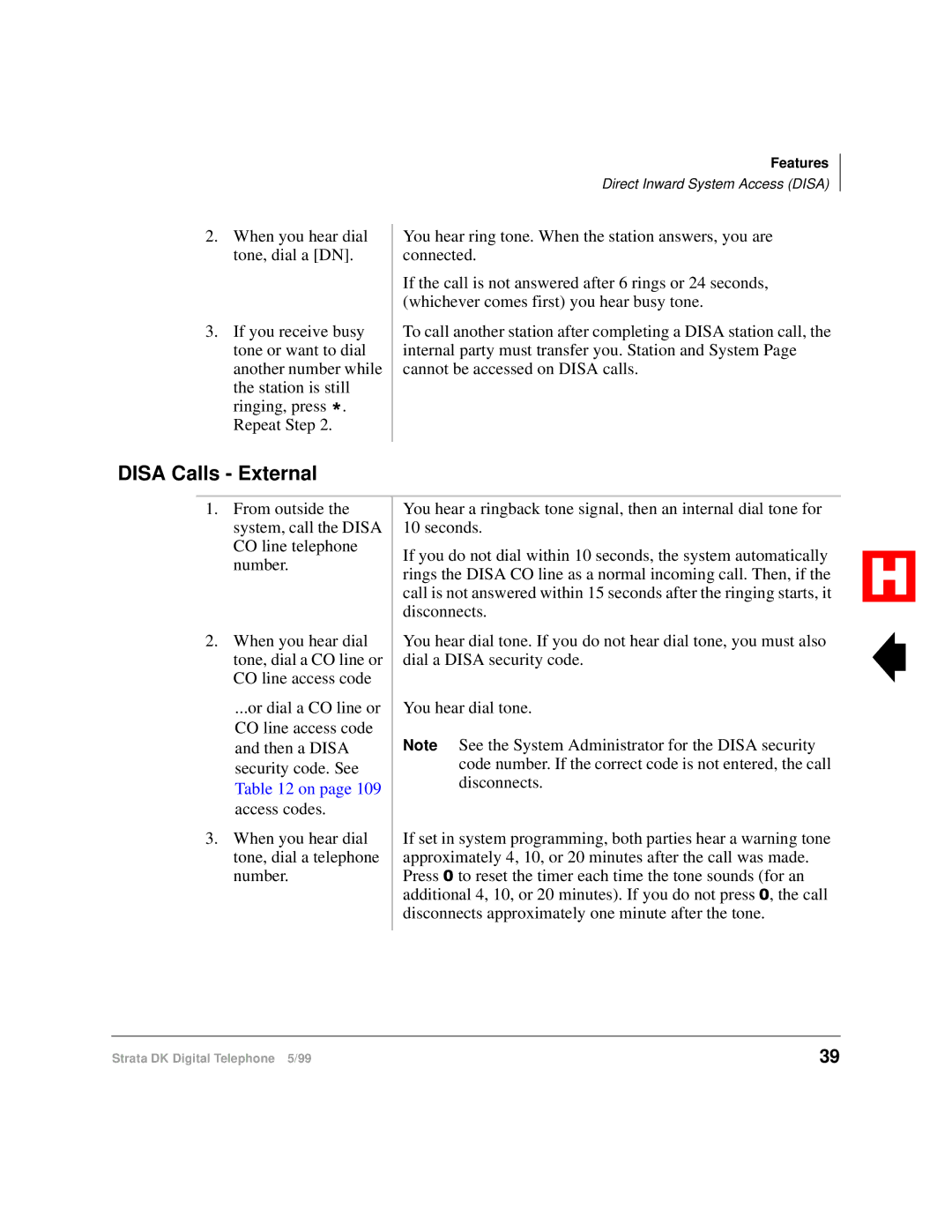 Toshiba Digital Telephone manual Disa Calls External 