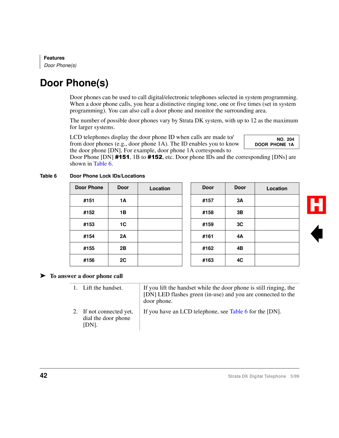 Toshiba Digital Telephone manual Door Phones, To answer a door phone call 