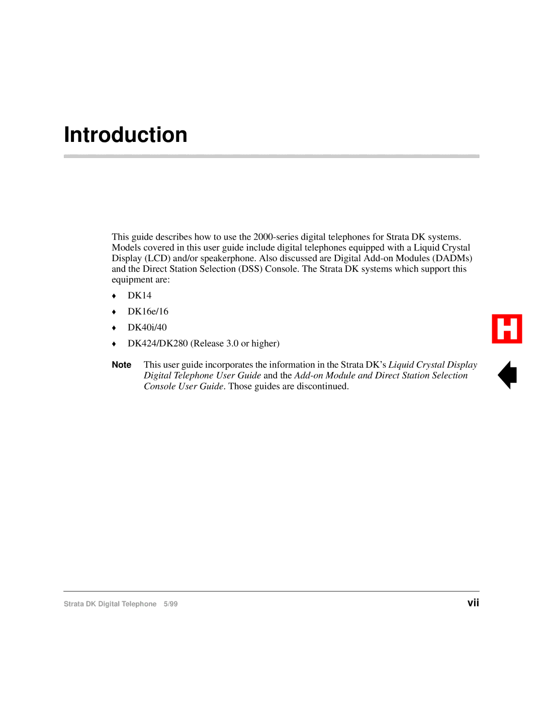 Toshiba Digital Telephone manual Introduction, Vii 