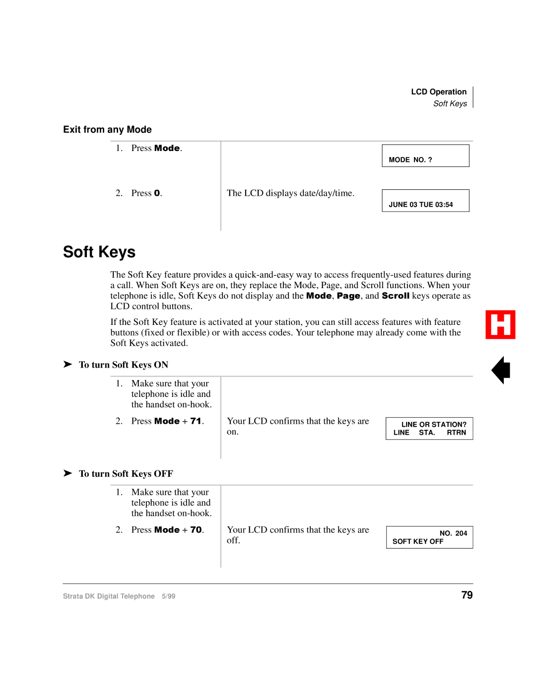 Toshiba Digital Telephone manual To turn Soft Keys on, To turn Soft Keys OFF 