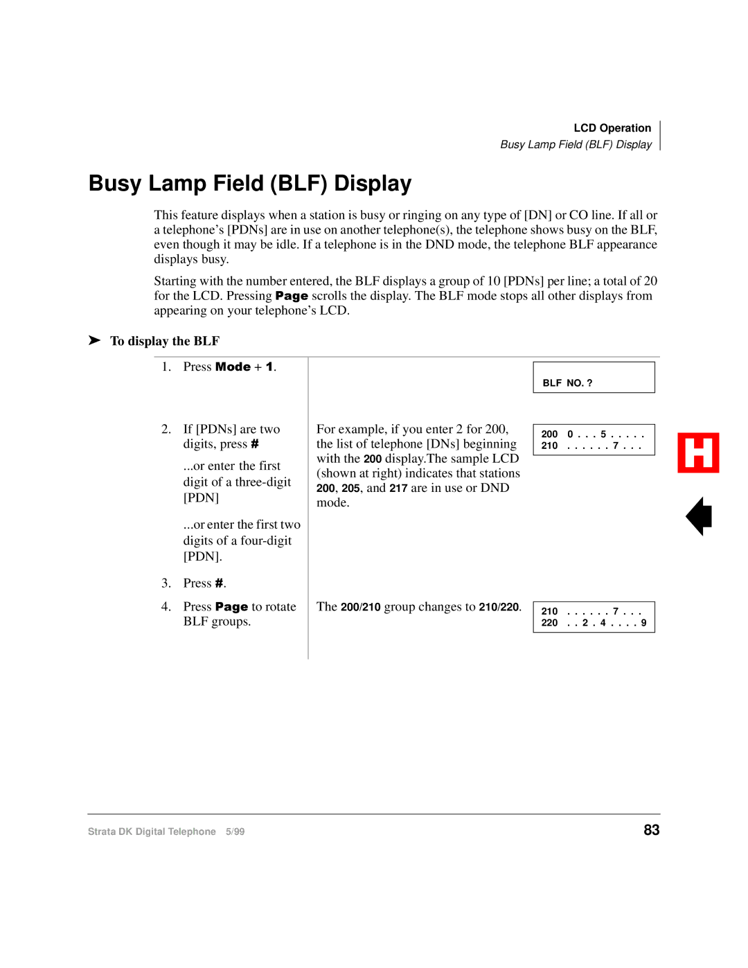 Toshiba Digital Telephone manual Busy Lamp Field BLF Display, To display the BLF 