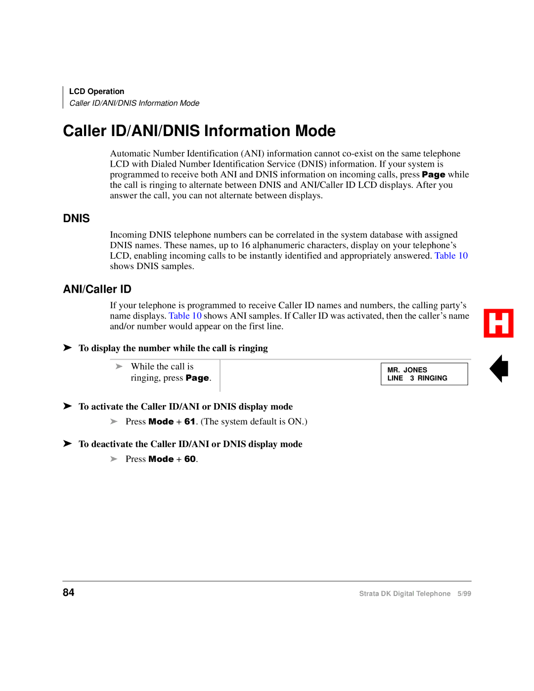 Toshiba Digital Telephone manual Caller ID/ANI/DNIS Information Mode, ANI/Caller ID 