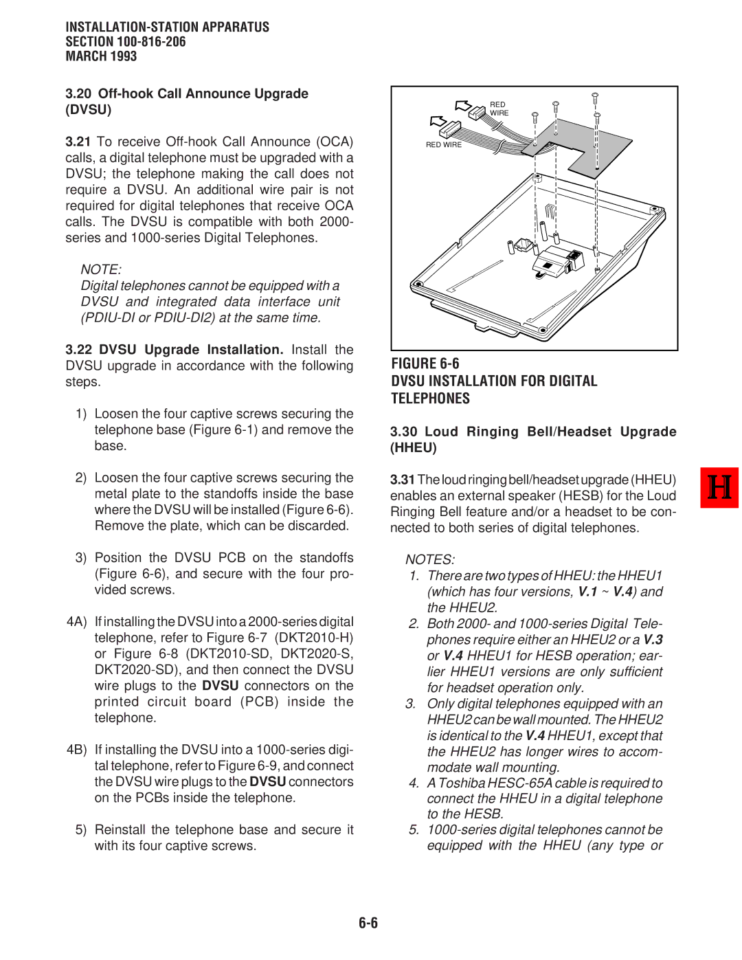 Toshiba DK 16, DK8 manual Dvsu Installation for Digital Telephones, Section March Off-hook Call Announce Upgrade Dvsu 