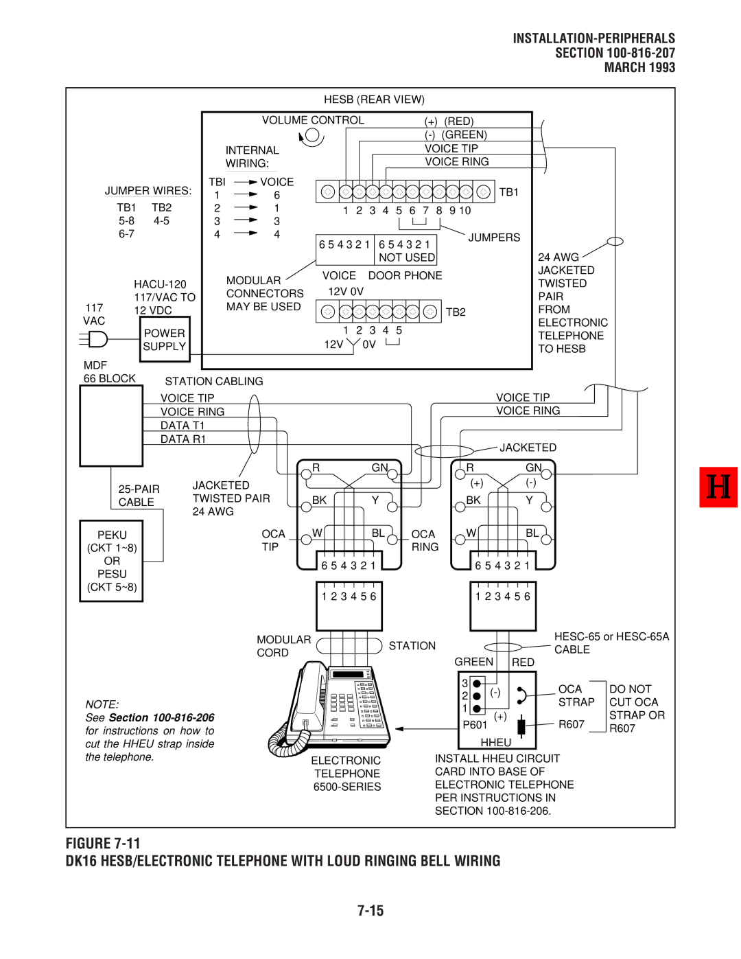 Toshiba DK8, DK 16 manual DK16 HESB/ELECTRONIC Telephone with Loud Ringing Bell Wiring, Installation-Peripherals 