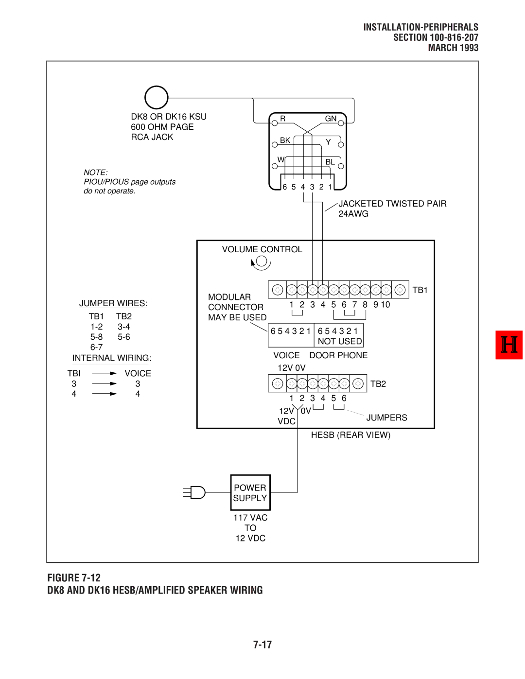 Toshiba DK 16 manual DK8 and DK16 HESB/AMPLIFIED Speaker Wiring 