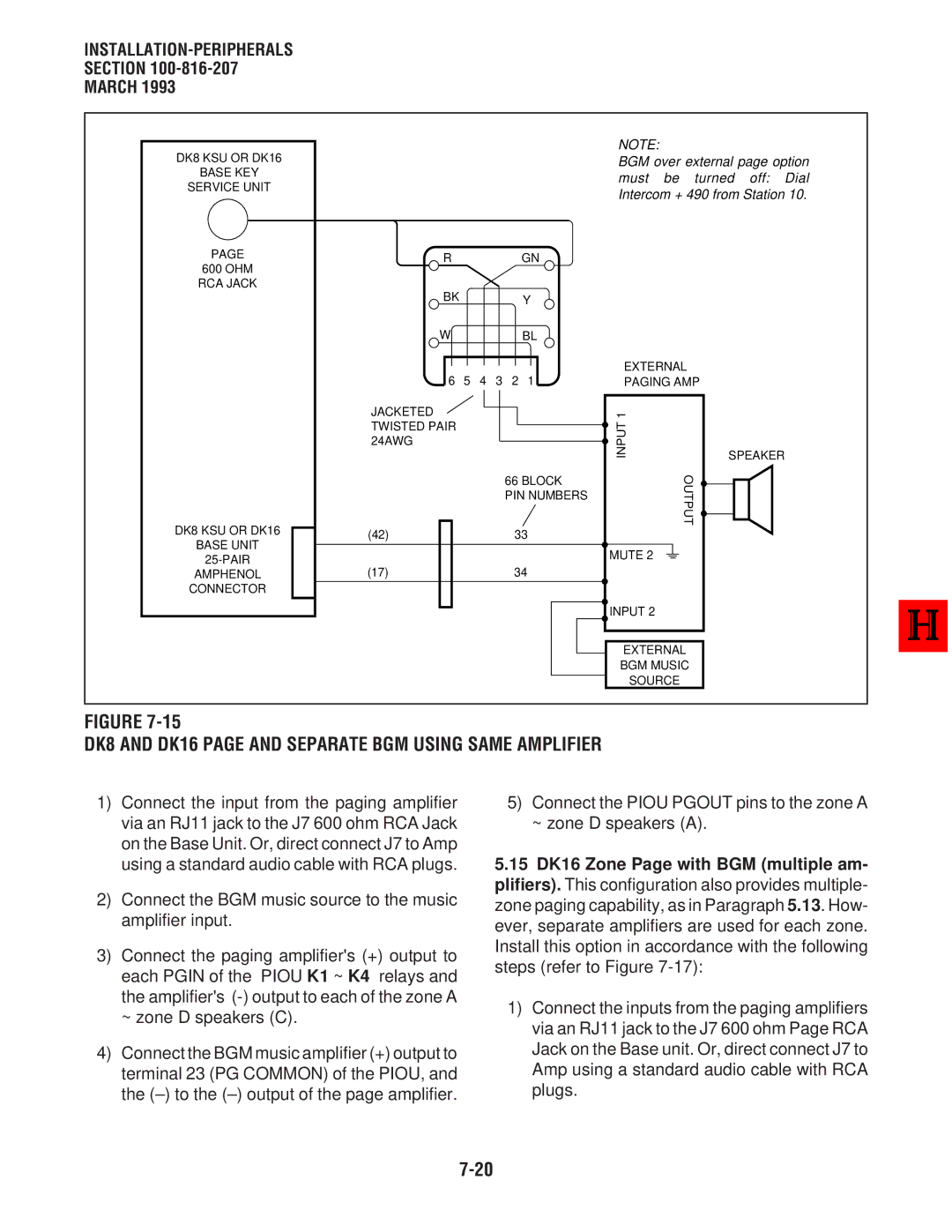 Toshiba DK 16 manual DK8 and DK16 page and Separate BGM Using Same Amplifier, Must Turned Off 