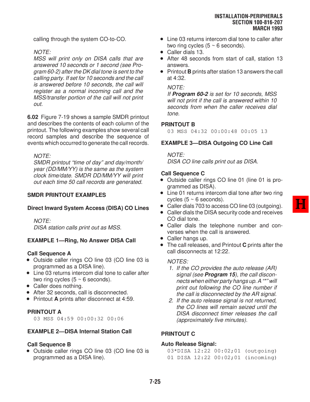 Toshiba DK8, DK 16 manual Smdr Printout Examples, Printout a, Printout B, Printout C 