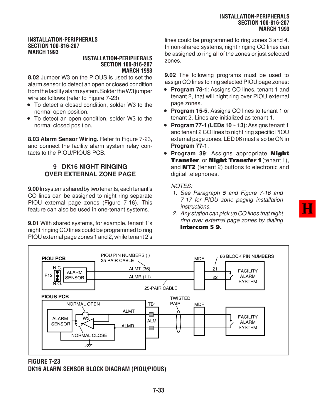 Toshiba DK8, DK 16 manual DK16 Night Ringing Over External Zone, DK16 Alarm Sensor Block Diagram PIOU/PIOUS 