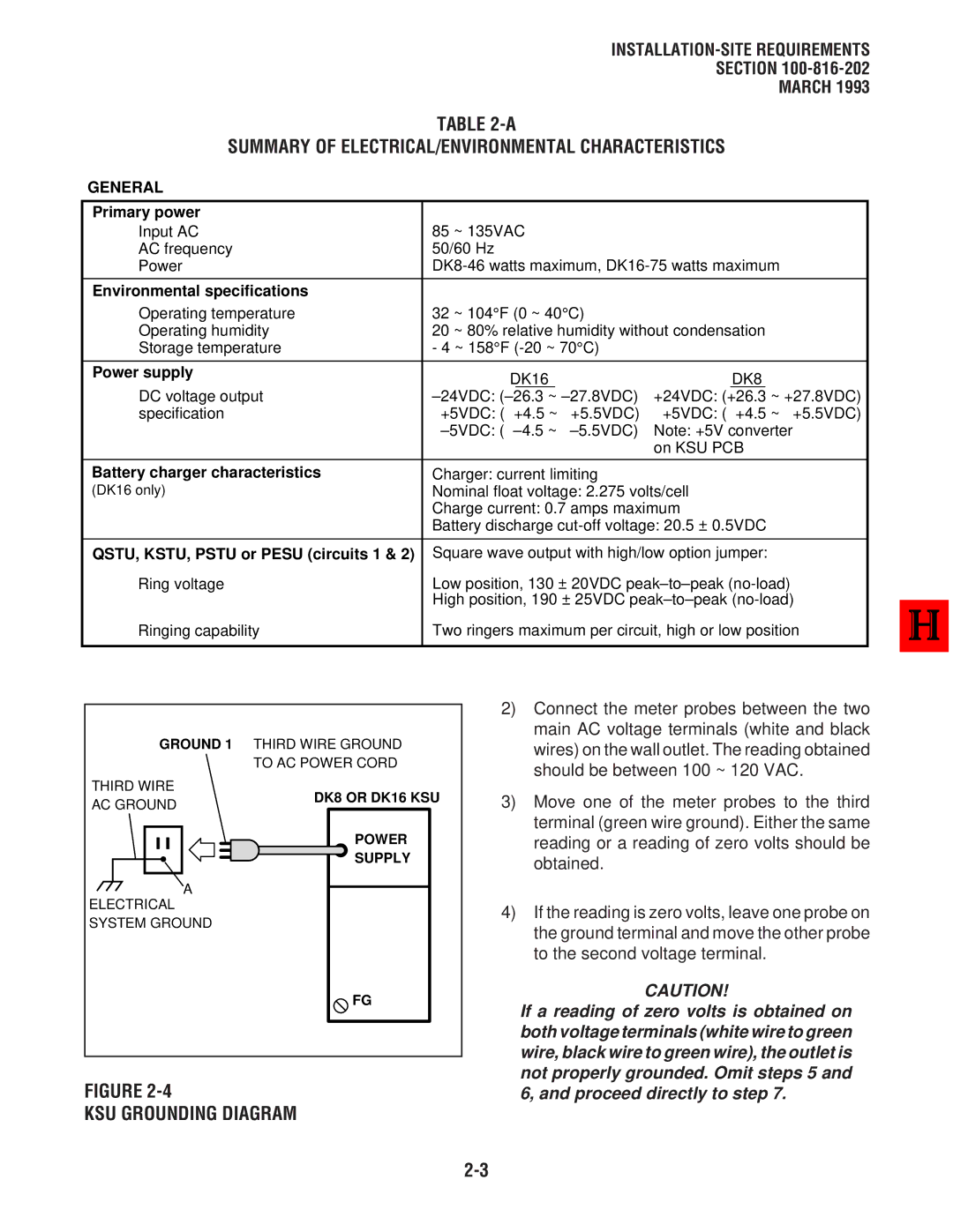 Toshiba DK8, DK 16 manual Summary of ELECTRICAL/ENVIRONMENTAL Characteristics, KSU Grounding Diagram, General 