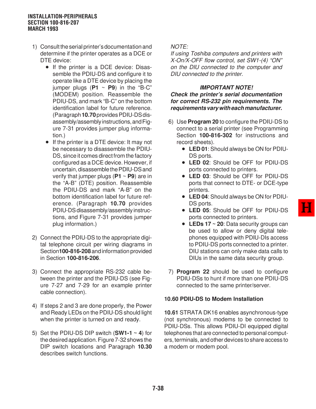 Toshiba DK 16, DK8 manual PDIU-DS to Modem Installation 