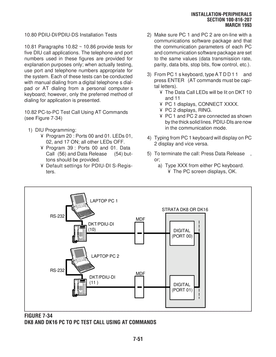 Toshiba DK8 and DK16 PC to PC Test Call Using AT Commands, PC-to-PC Test Call Using AT Commands see Figure, Laptop PC 